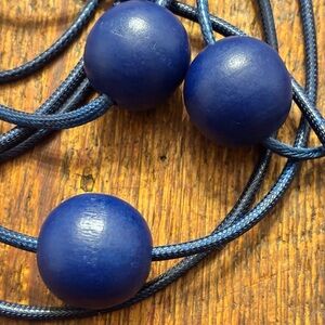 🌷🆕 Necklace Cobalt Blue Multi-Strand Long 🌷Vinyl & Wood Art-to-Wear Statement🌷